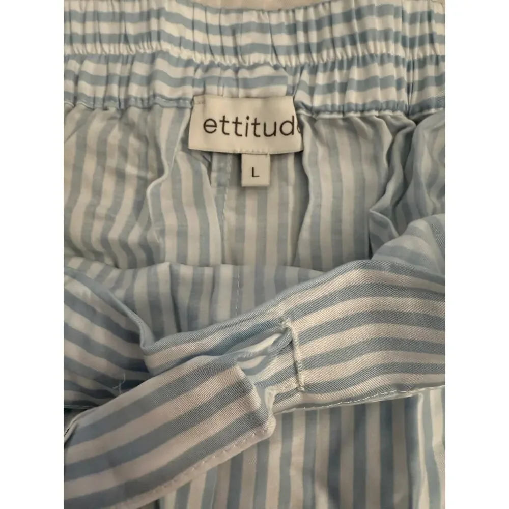Ettitude Womens Large Blue White Striped CleanBamboo Lyocell Pajama Pants - Picture 3 of 6